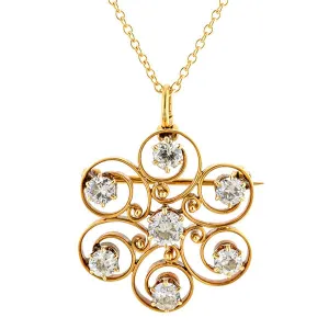 Victorian Old European Sunburst Pin / Pendant