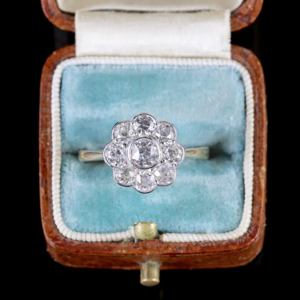 Victorian Style Diamond Cluster Ring 18Ct Gold 1.54Ct Diamonds