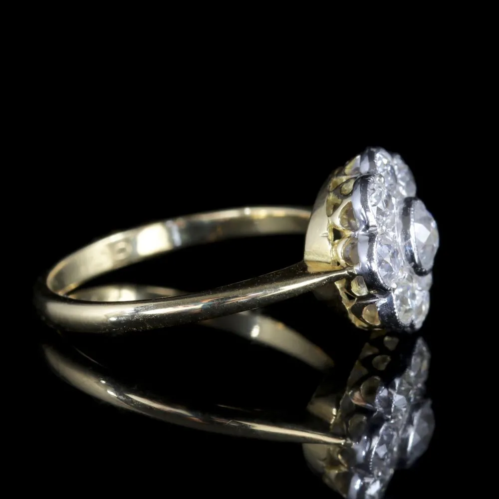 Victorian Style Diamond Cluster Ring 18Ct Gold 1.54Ct Diamonds