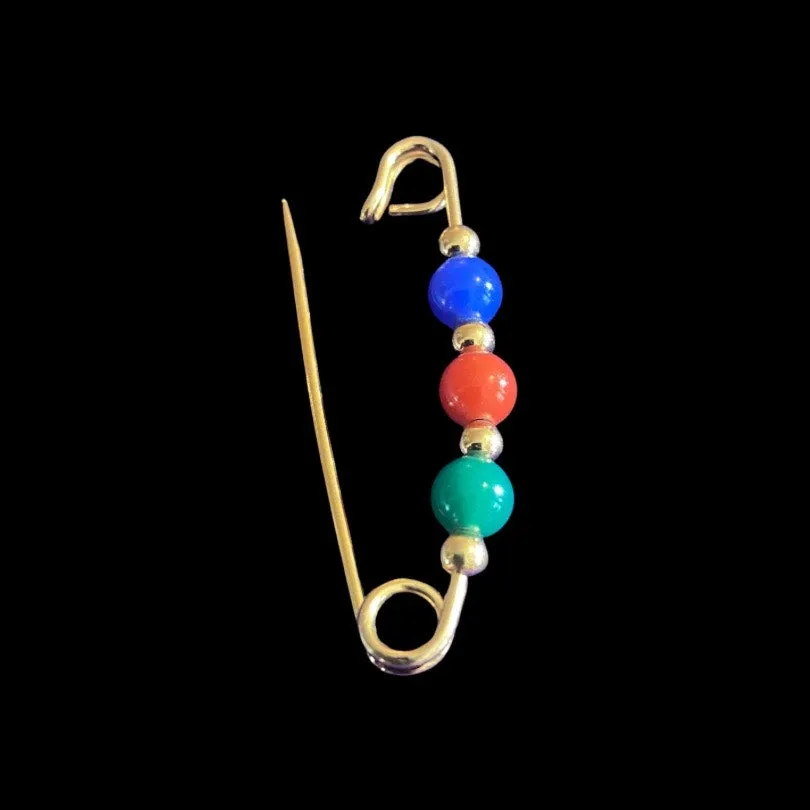 Vintage Avon Classic Gold Beaded Costume Emerald, Ruby, Sapphire Pin