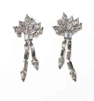 Vintage Crystal Rhinestone Dangling Statement Earrings