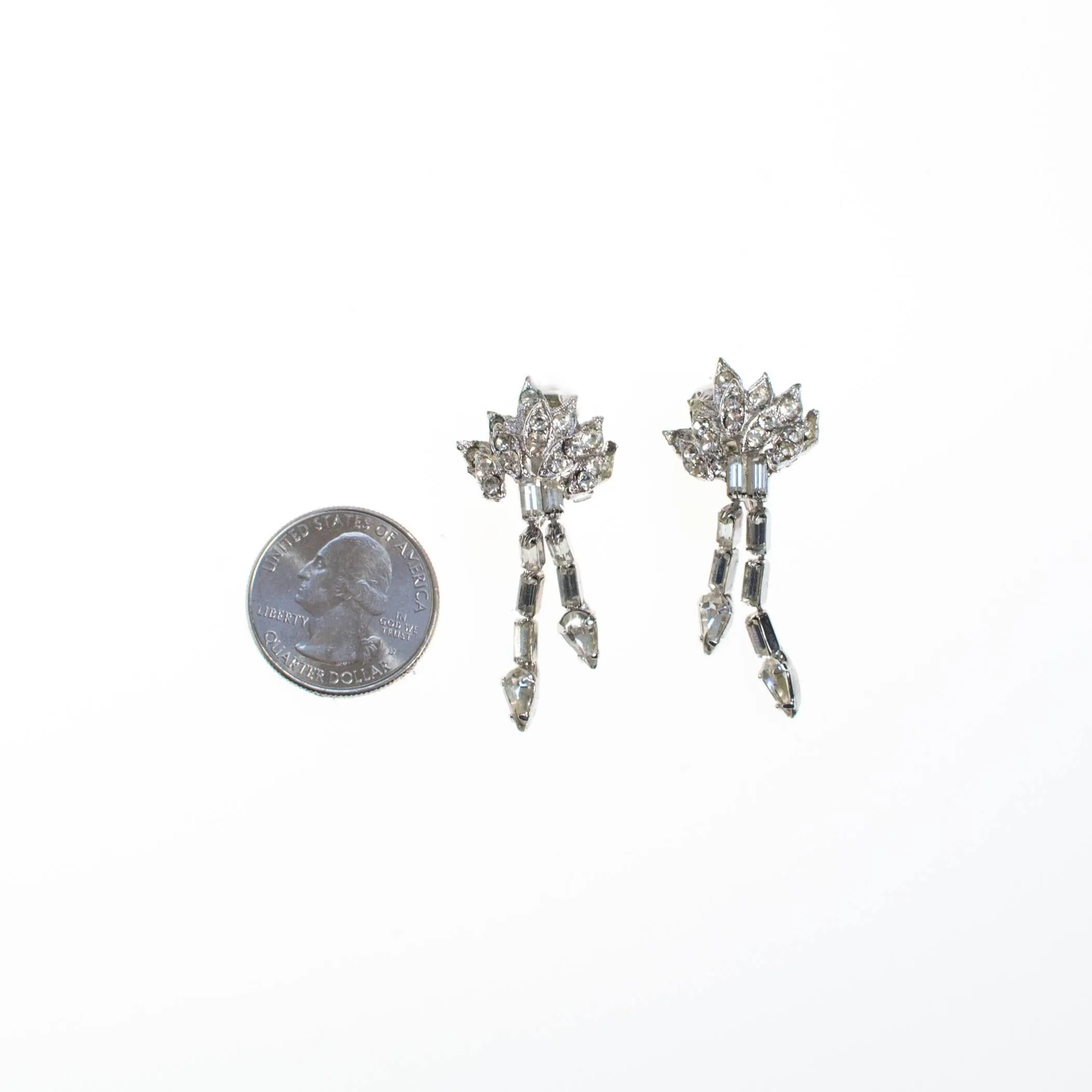 Vintage Crystal Rhinestone Dangling Statement Earrings