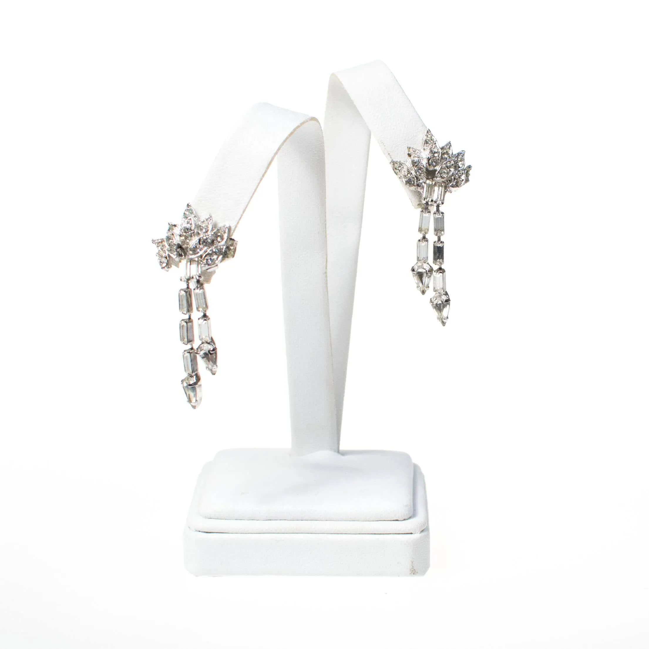 Vintage Crystal Rhinestone Dangling Statement Earrings