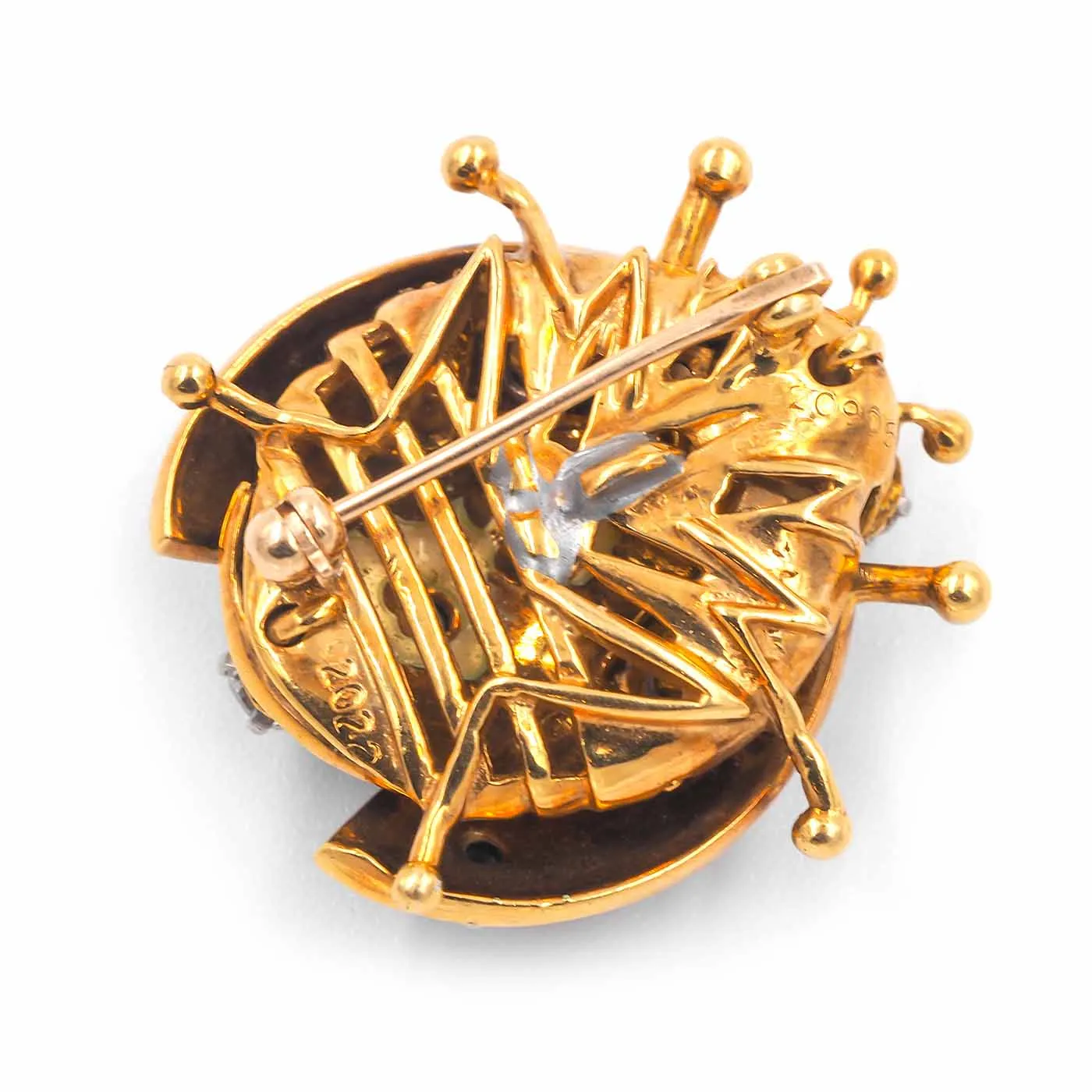 Vintage Diamond & Enamel Ladybug Brooch By Peter Lindeman