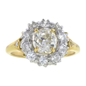 Vintage Diamond Cluster Ring, Old Mine 0.98ct