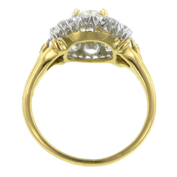 Vintage Diamond Cluster Ring, Old Mine 0.98ct