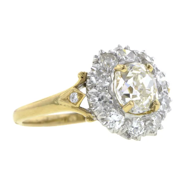 Vintage Diamond Cluster Ring, Old Mine 0.98ct