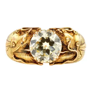 Vintage Diamond Dragon Ring, RBC 2.56ct