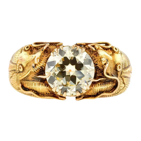 Vintage Diamond Dragon Ring, RBC 2.56ct
