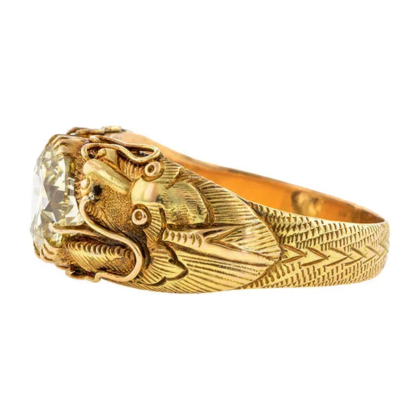 Vintage Diamond Dragon Ring, RBC 2.56ct