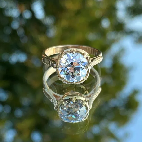 Vintage Diamond Engagement Ring, Old Euro 2.91ct.