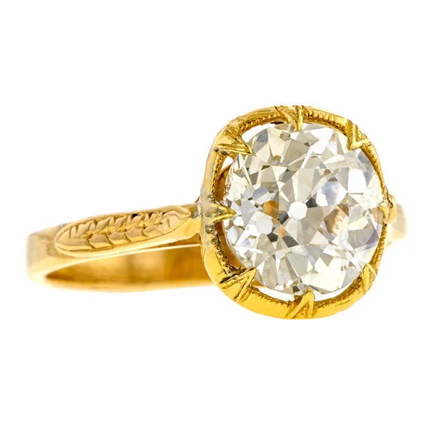 Vintage Diamond Engagement Ring, Old Euro 2.91ct.
