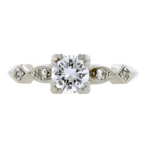 Vintage Diamond Engagement Ring, RBC 0.58ct