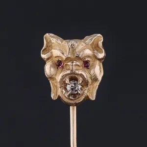 Vintage Diamond Gargoyle StickPin of 14k Gold