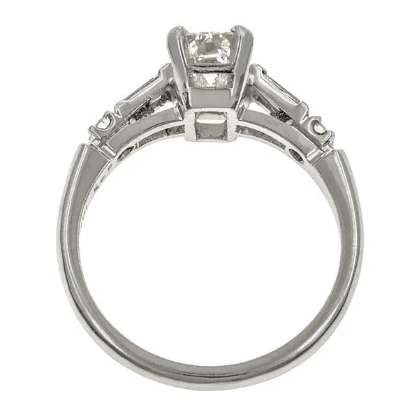 Vintage Engagement Ring, Emerald Cut 1.11ct.
