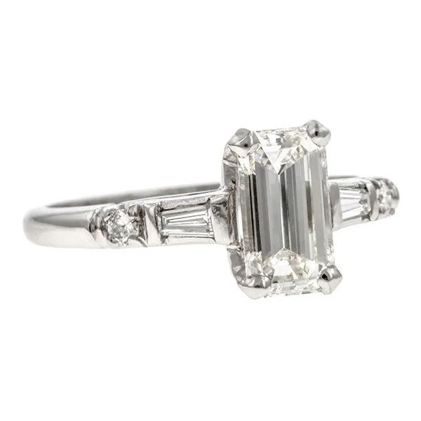 Vintage Engagement Ring, Emerald Cut 1.11ct.