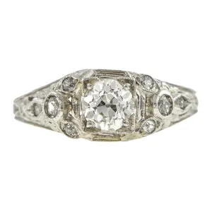 Vintage Engagement Ring, Old European cut 0.65ct