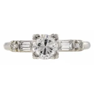Vintage Engagement Ring, Transition Round Brilliant cut 0.84ct