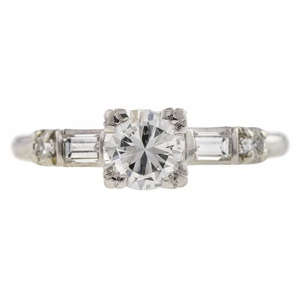Vintage Engagement Ring, Transition Round Brilliant cut 0.84ct