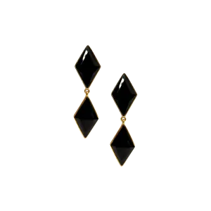 Vintage Jet Double Diamond Drop Clip Earrings
