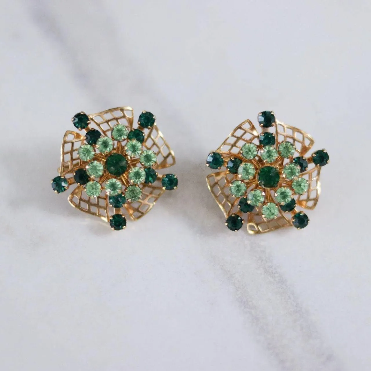 Vintage Light and Dark Rhinestone Statement Earrings