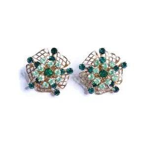 Vintage Light and Dark Rhinestone Statement Earrings
