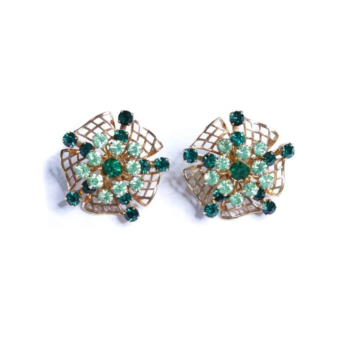 Vintage Light and Dark Rhinestone Statement Earrings