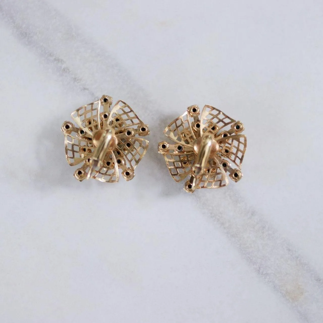 Vintage Light and Dark Rhinestone Statement Earrings