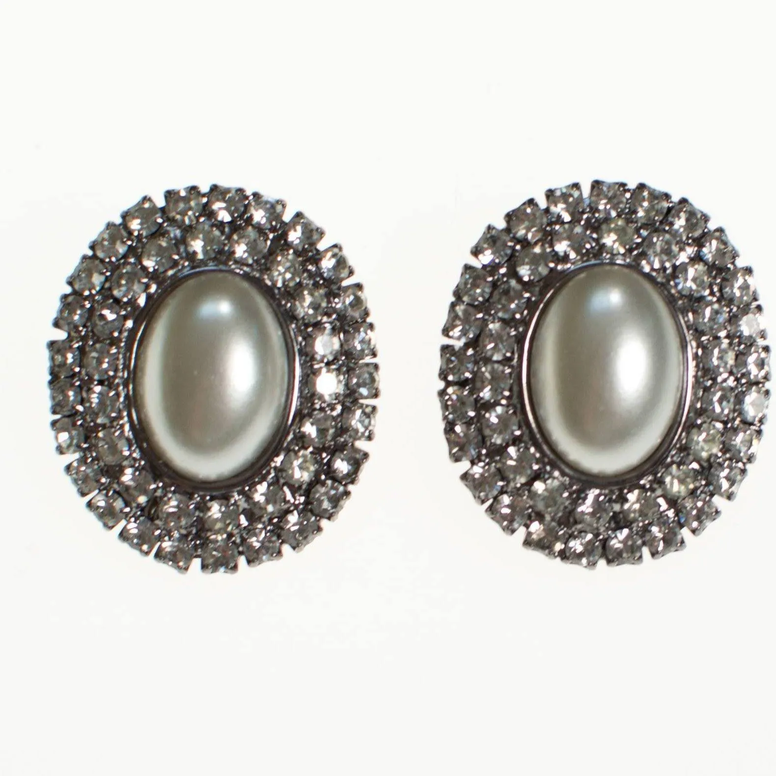 Vintage Pearl and Rhinestone Statement Earrings