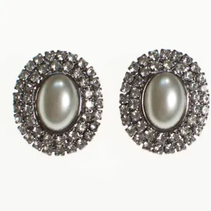 Vintage Pearl and Rhinestone Statement Earrings