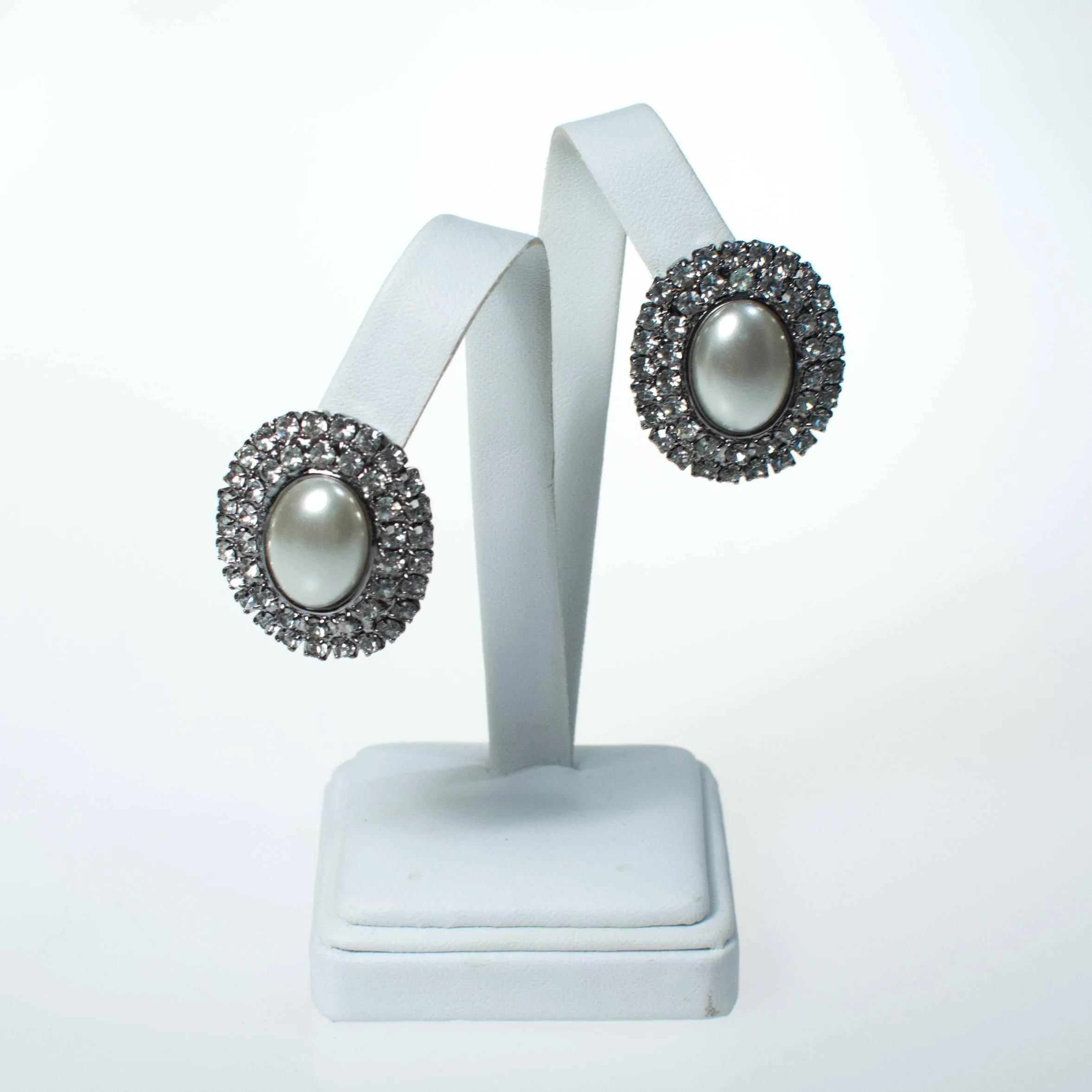 Vintage Pearl and Rhinestone Statement Earrings