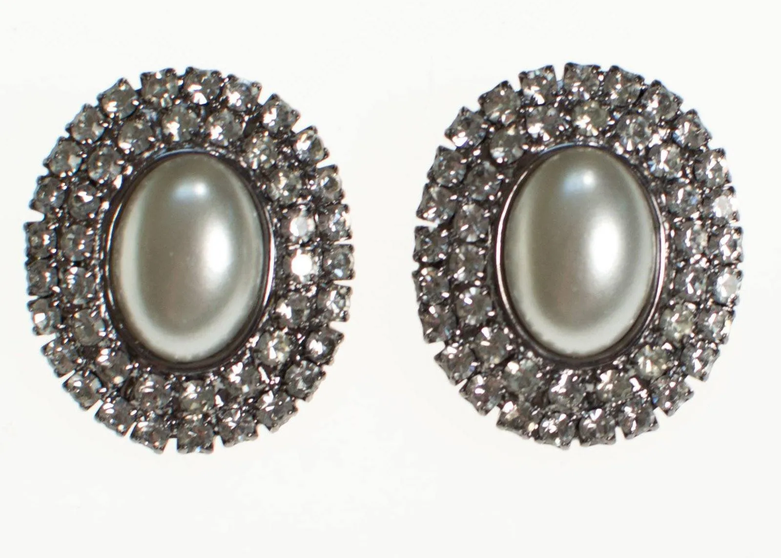 Vintage Pearl and Rhinestone Statement Earrings