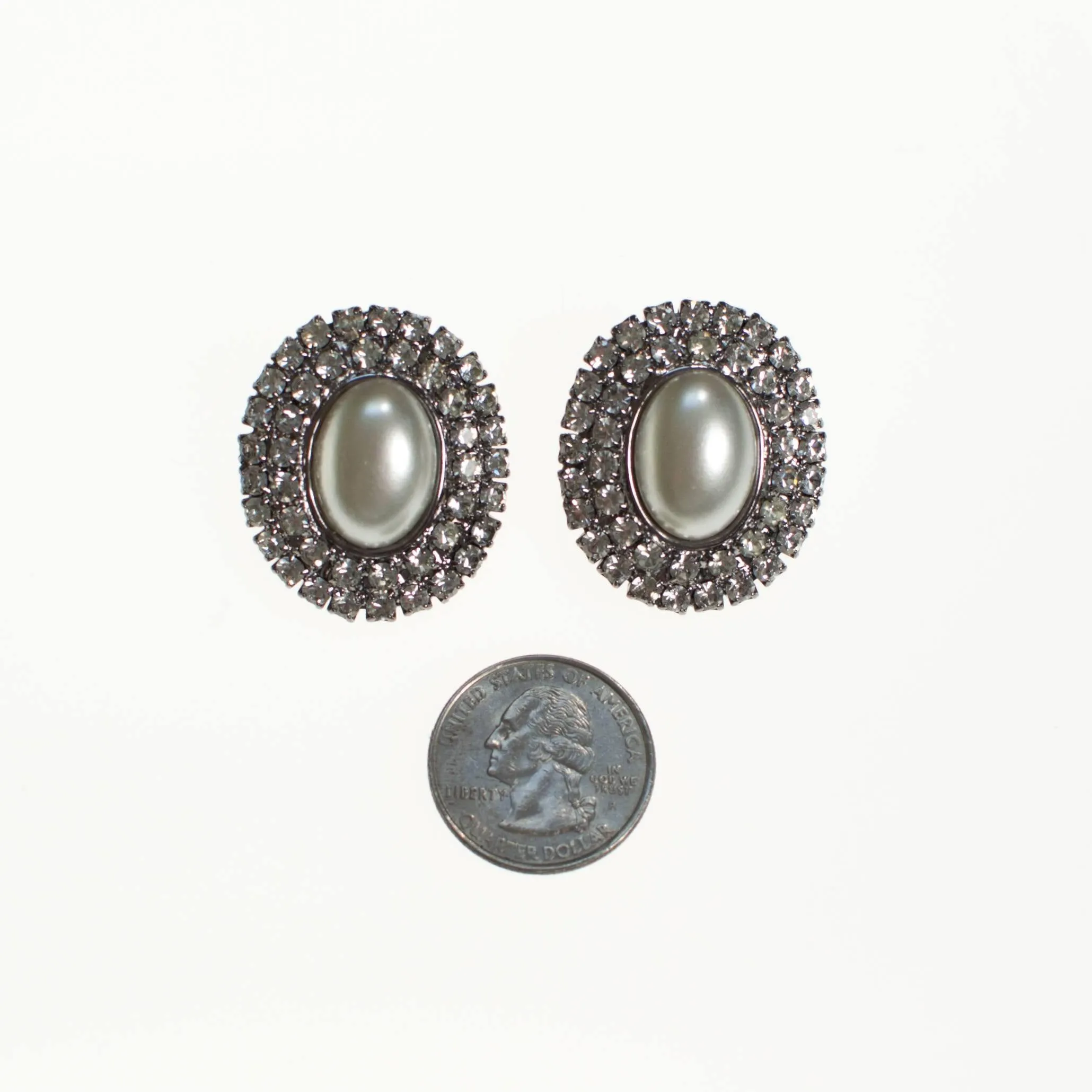 Vintage Pearl and Rhinestone Statement Earrings