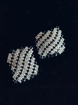 Vintage Square Rhinestone Statement Earrings
