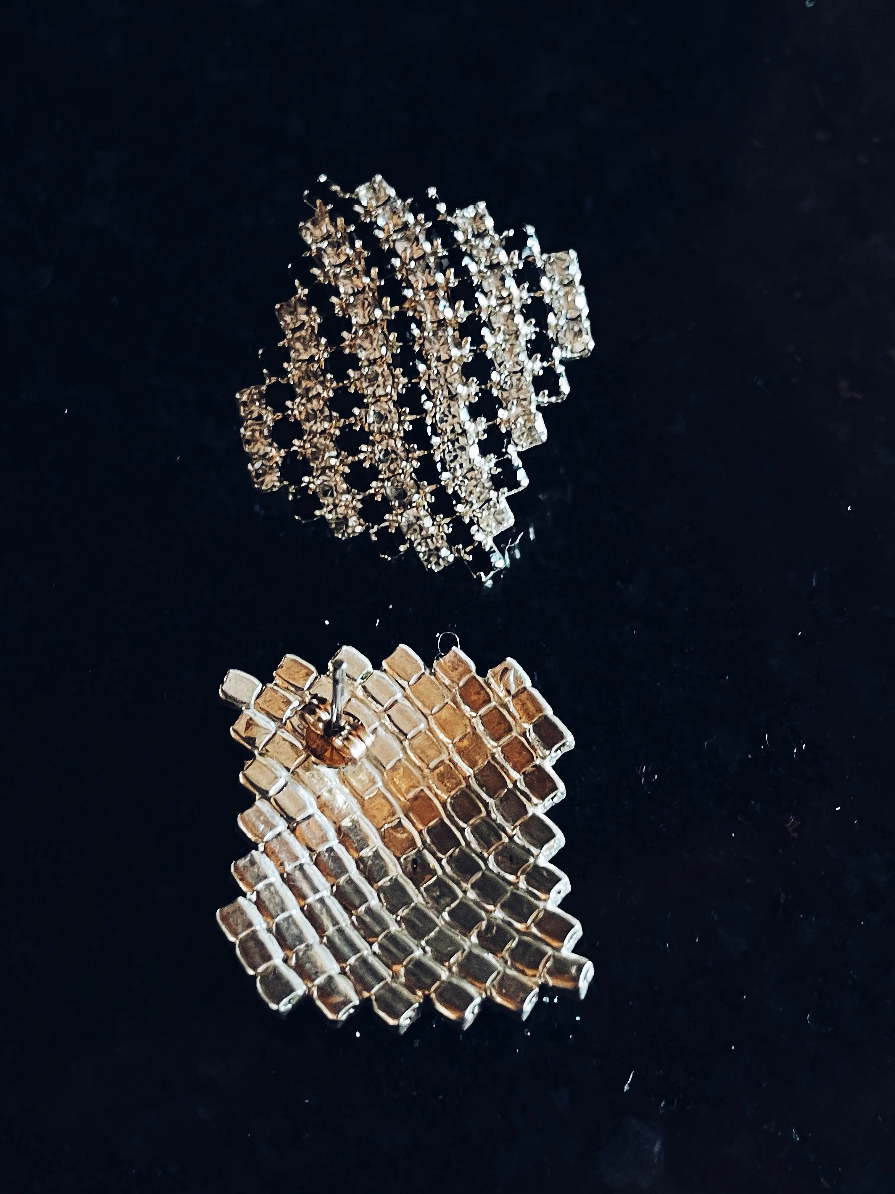 Vintage Square Rhinestone Statement Earrings