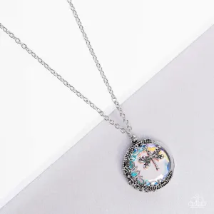 WHIMSY Beneath My Wings - Multi - Iridescent Gem Dragonfly Paparazzi Long Necklace - Empire Diamond Exclusive