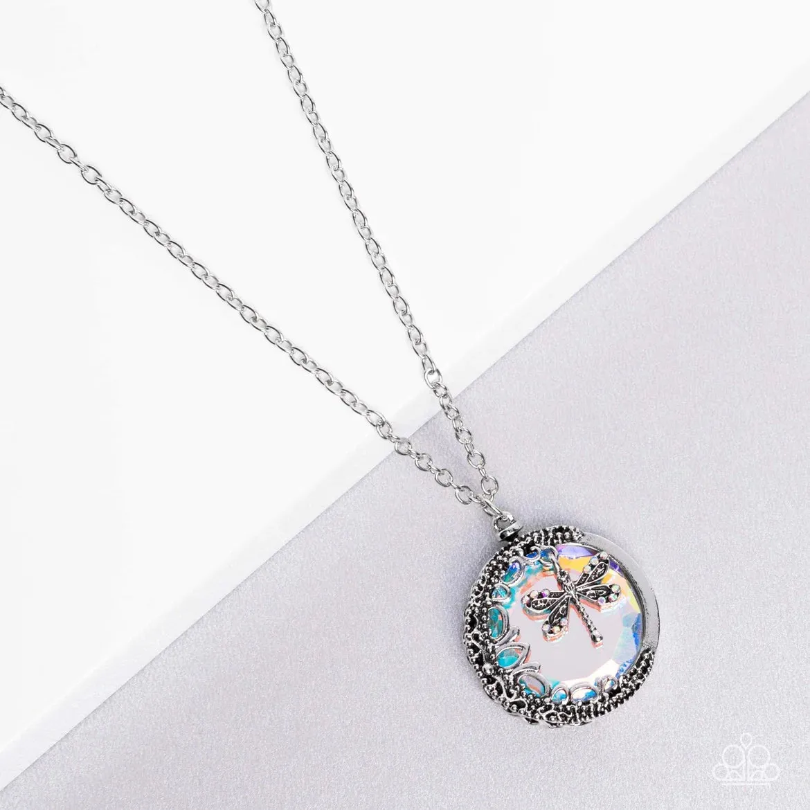 WHIMSY Beneath My Wings - Multi - Iridescent Gem Dragonfly Paparazzi Long Necklace - Empire Diamond Exclusive