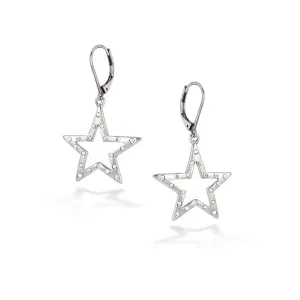 WHITE CRYSTAL STAR EARRINGS #200SV3401 (5D1)
