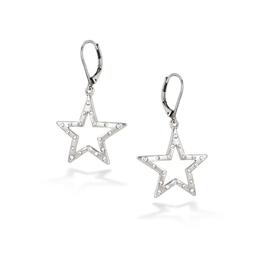 WHITE CRYSTAL STAR EARRINGS #200SV3401 (5D1)