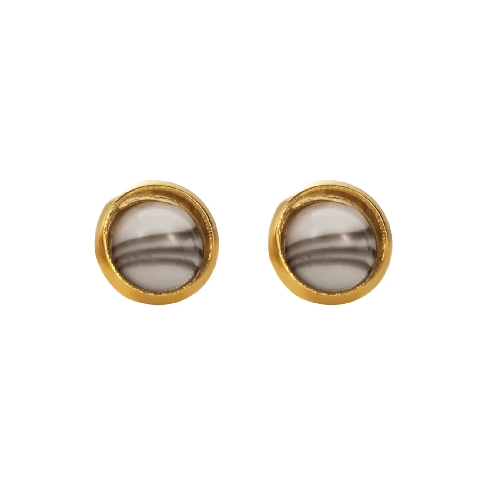 White Patterned Stainless Steel Ear Studs