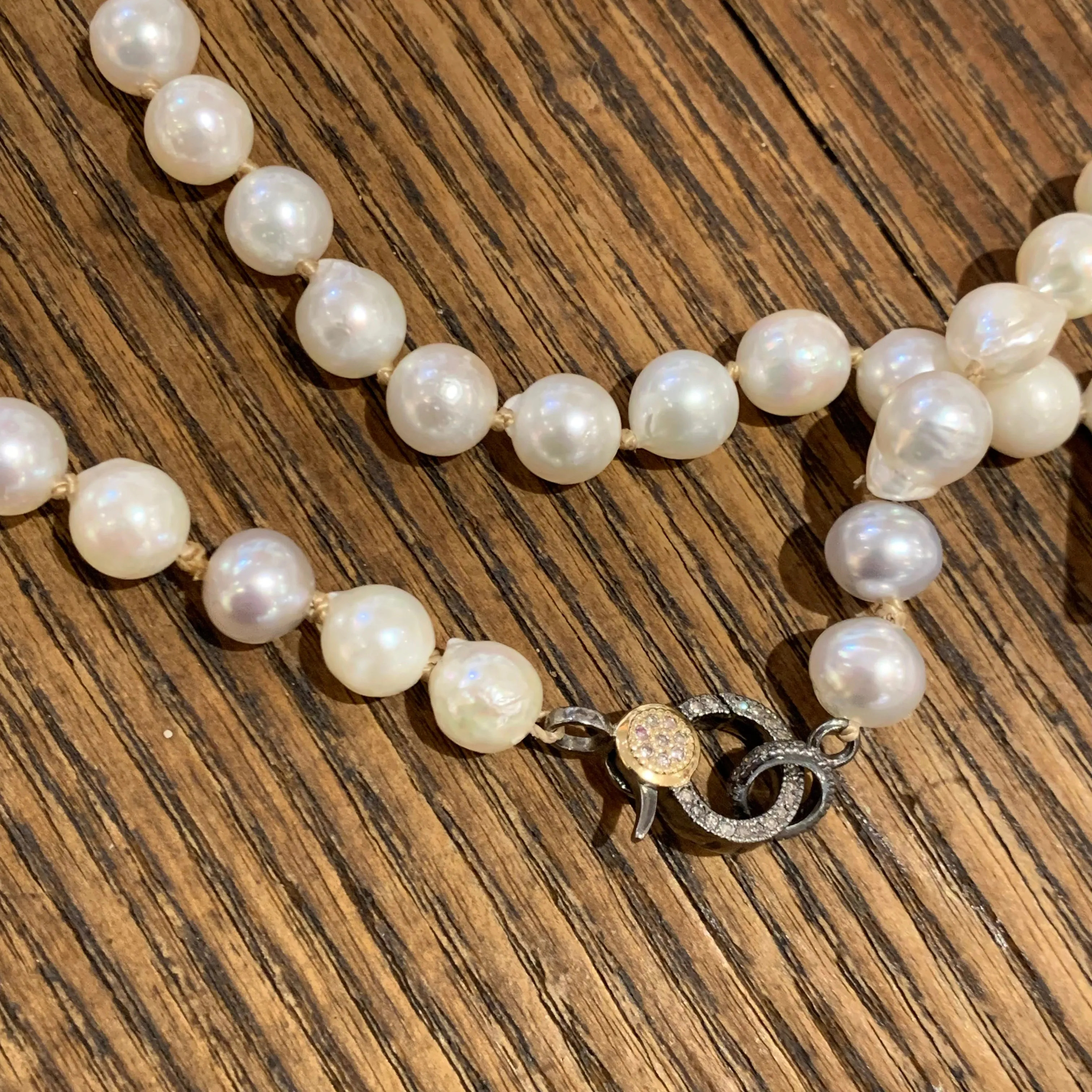 White Toned Akoya Pearls Necklace | 33”