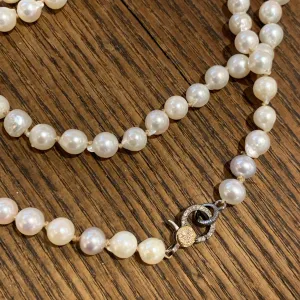 White Toned Akoya Pearls Necklace | 33”