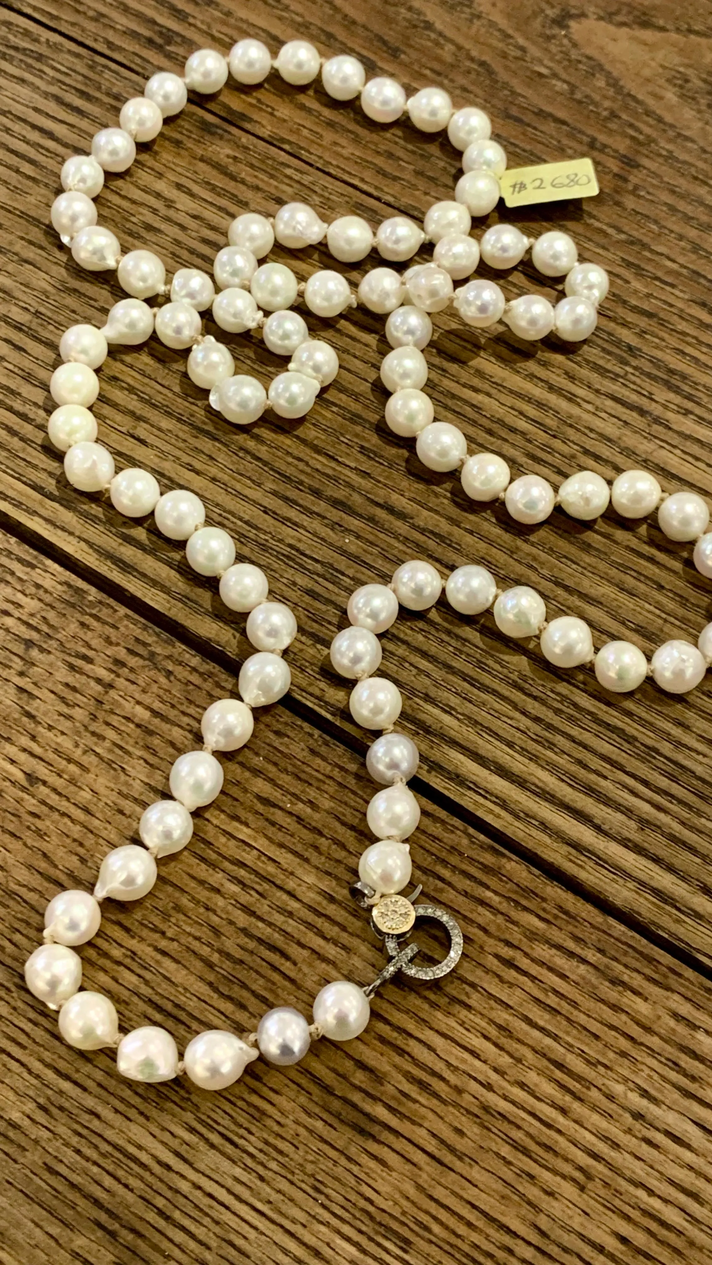 White Toned Akoya Pearls Necklace | 33”