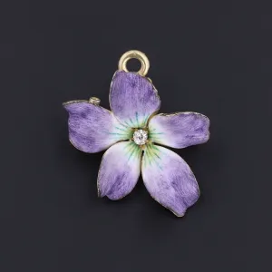 White Violet Flower Brooch | Antique Flower Brooch