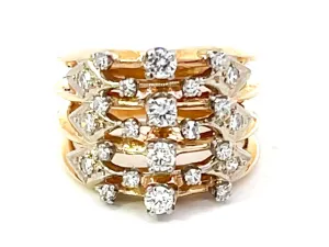 Wide Diamond Band Cutout Design Ring in 14K Yellow Gold