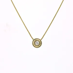 Women's Bezel Solitaire Natural Diamond Necklace in 14k Yellow Gold