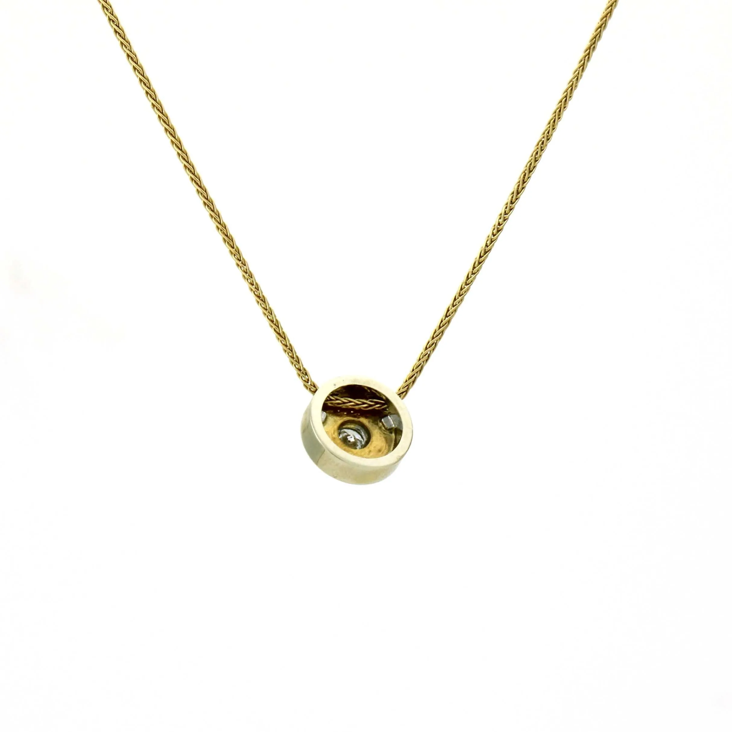Women's Bezel Solitaire Natural Diamond Necklace in 14k Yellow Gold