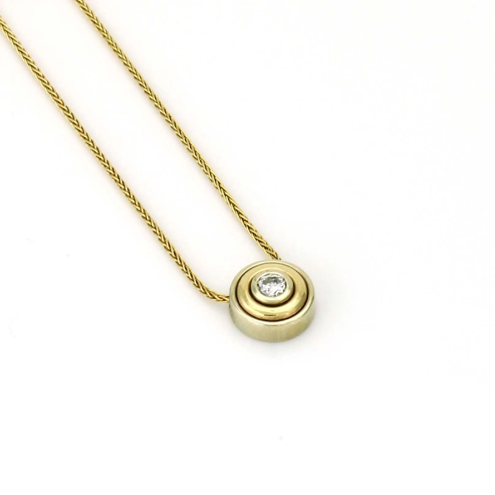 Women's Bezel Solitaire Natural Diamond Necklace in 14k Yellow Gold