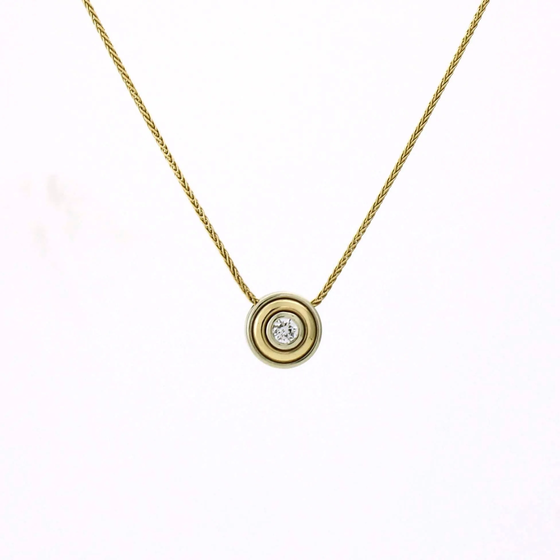 Women's Bezel Solitaire Natural Diamond Necklace in 14k Yellow Gold